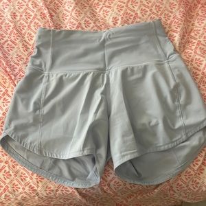 blue linen lululemon speed up shorts size 0 4 inch